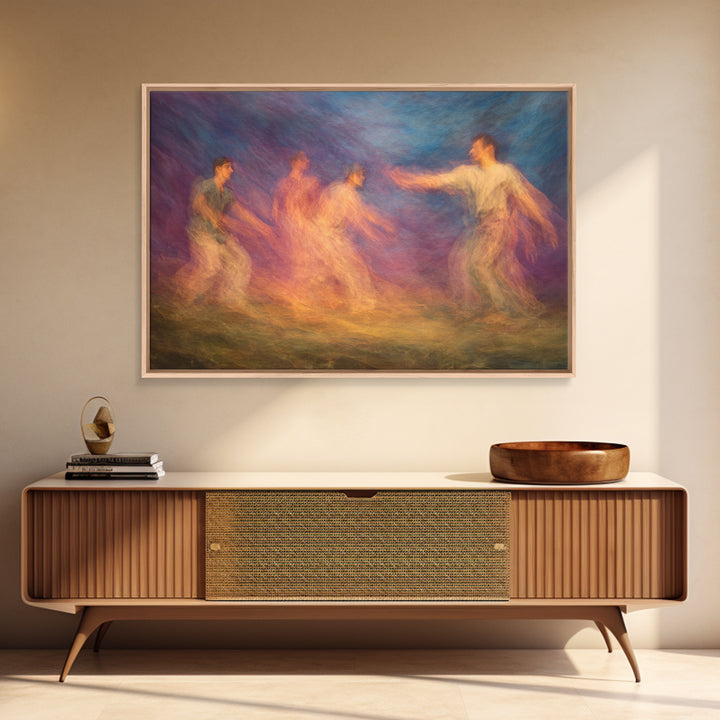 Colorful Spirit Dancers In Motion Wall Art, African Celebration Print, Abstract Ethnic Decor, Dreamy Modern Canvas Art Gift