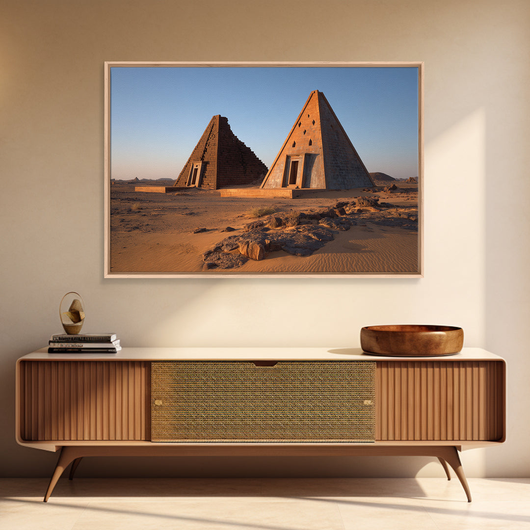 Nubian Desert Pyramids Photo Canvas Print African Landscape Wall Art Ancient African Art Decor Sudan Travel Poster Gift For Him