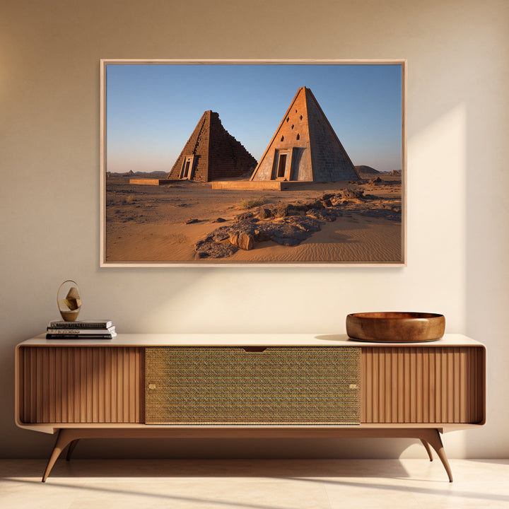 Nubian Desert Pyramids Photo Canvas Print African Landscape Wall Art Ancient African Art Decor Sudan Travel Poster Gift For Him