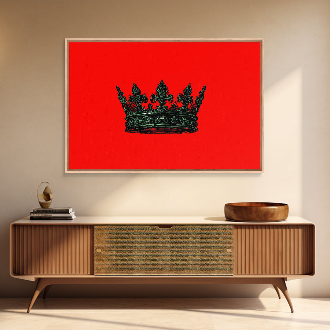 Black Crown On Red Background Wall Art, African Queen Decor, Royal Afrocentric Print, Bold Modern Black Culture Art, Statement Wall Decor