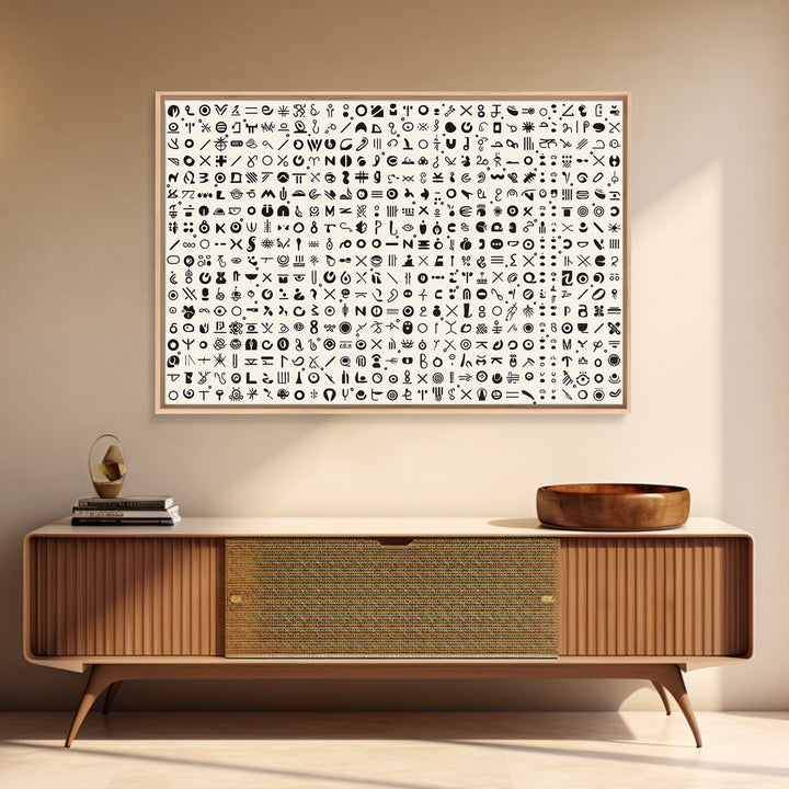 Adinkra Inspired Black Symbol Grid Wall Art, African Print Decor, Minimalist Tribal Pattern, Cultural Gallery Wall Art, Home Decor