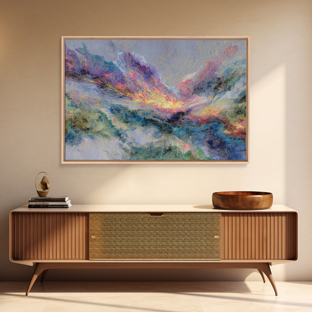 Colorful Abstract Mountain Light Canvas Print, African Art Abstract, Modern Wall Art, Luxury Home Decor, Textured Painting