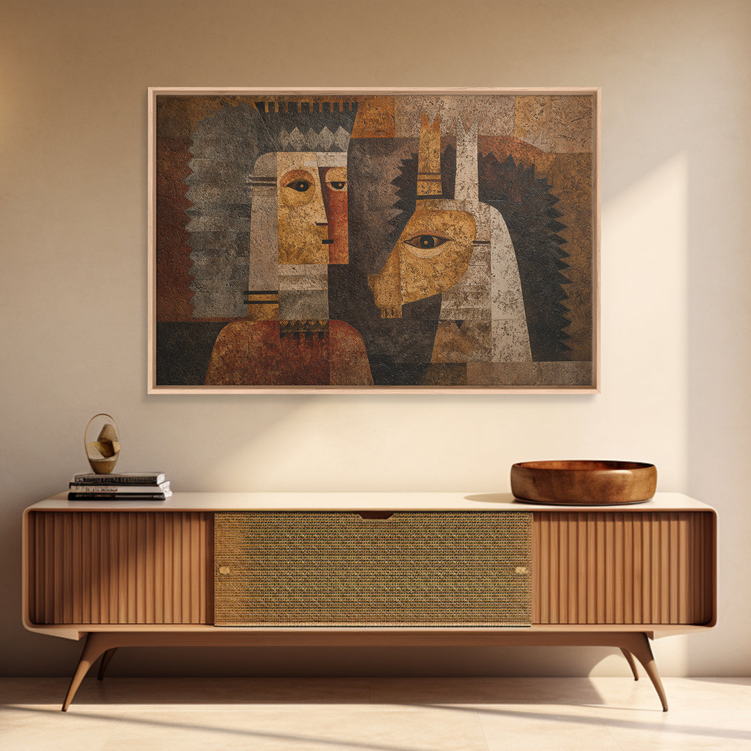 Cubist African Queen Portrait Wall Art, African Woman Art Print, Black Goddess Artwork, Ethnic Modern Home Decor Gift For Her