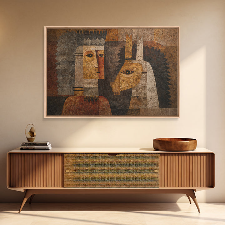 Cubist African Queen Portrait Wall Art, African Woman Art Print, Black Goddess Artwork, Ethnic Modern Home Decor Gift For Her