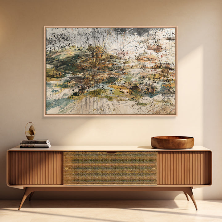 Abstract City Grid In Earth Tones Wall Art, Modern African Inspired Map Print, Contemporary Office Decor Canvas For Living Room