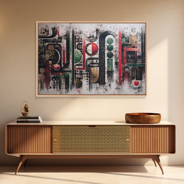 Abstract African Symbols Wall Art, Geometric Canvas Print, Tribal Pattern Decor, Modern Afrocentric Office Art Gift For Home