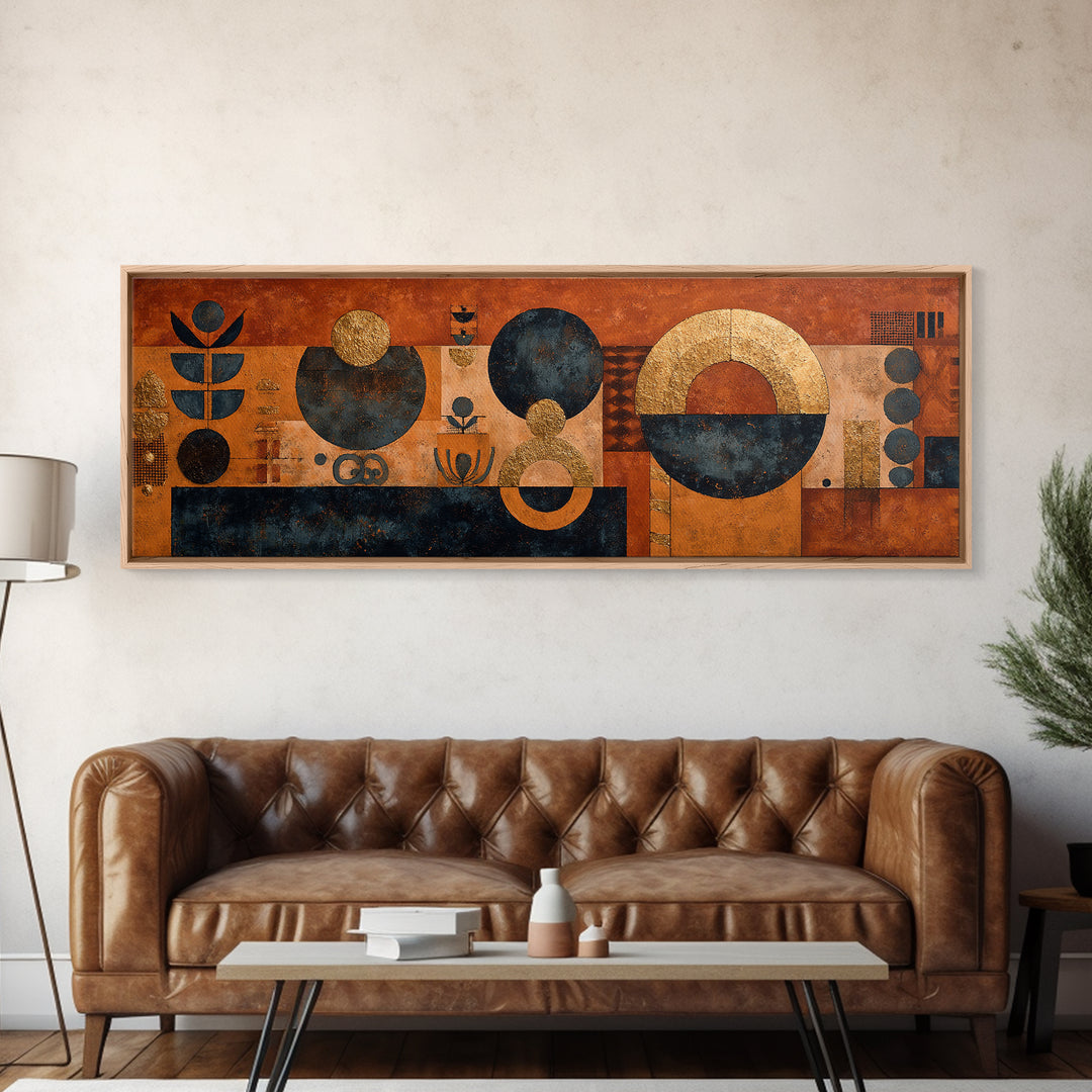 Mud Cloth Geometric Abstraction Canvas Print, African Inspired Art, Statement Artwork, Living Room Decor, Abstract Art, AIA-3x1-19