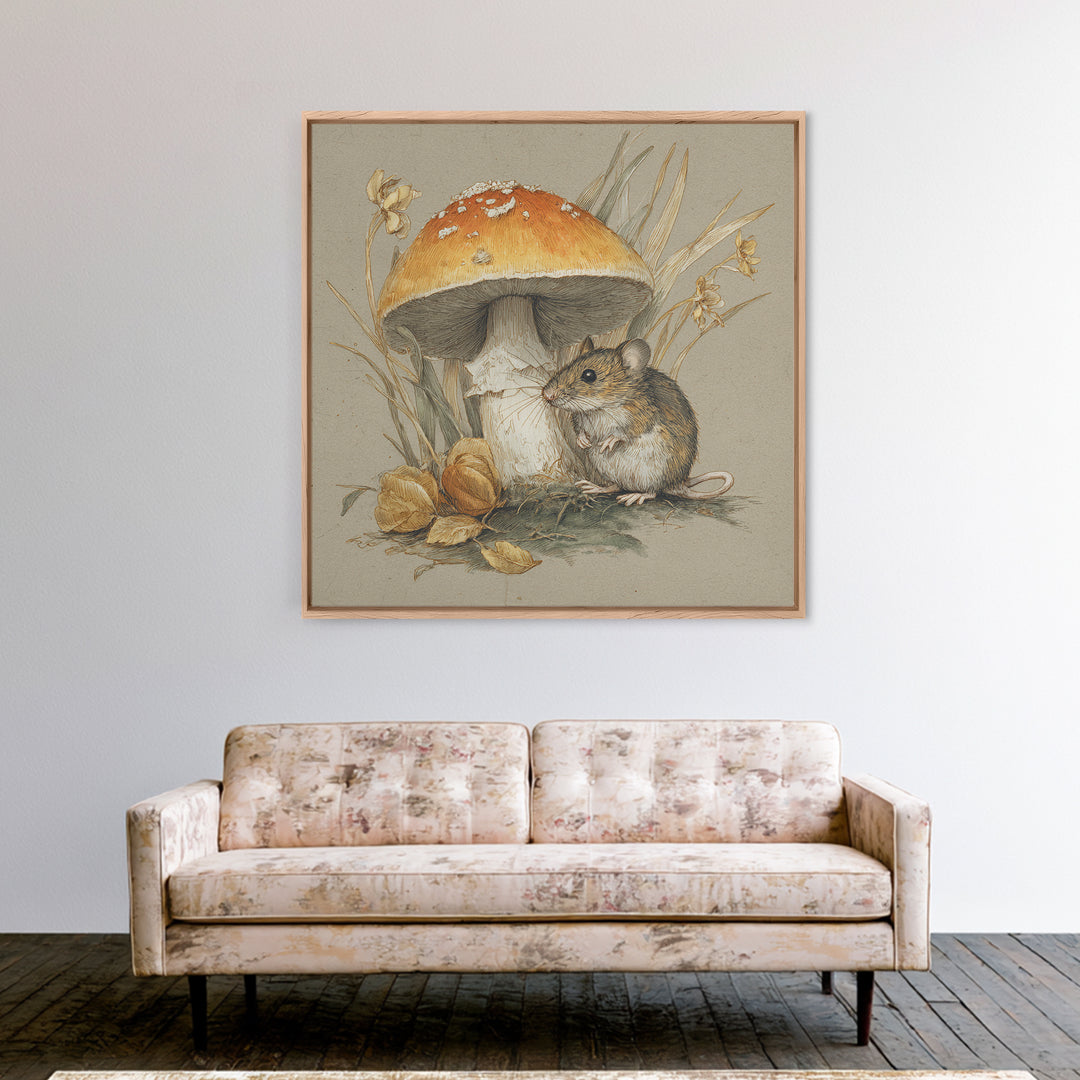 Tiny Field Mouse Canvas Print, Animal Art, Nursery, Living Room Decor, Fine Art, Creature, Modern Decor, Fine Art Print, ANI-1x1-10