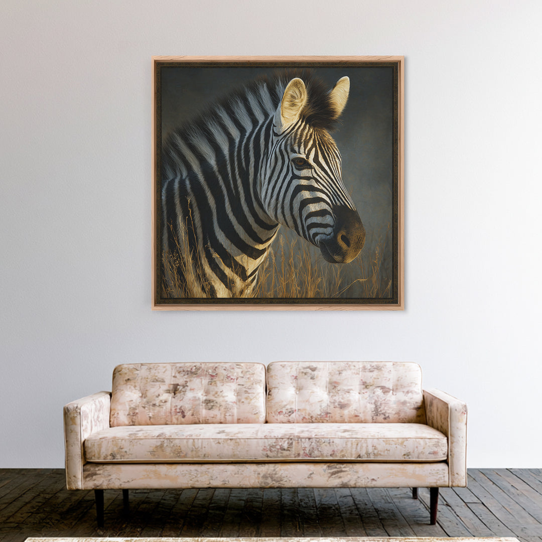 Zebra Portrait with Bold Graphic Stripe Pattern Canvas Print, Animal Art, Nursery Art, Living Room Decor, Fine Art, Creature, ANI-1x1-17