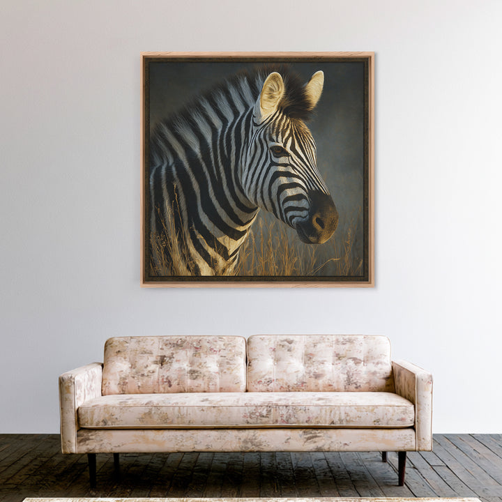 Zebra Portrait with Bold Graphic Stripe Pattern Canvas Print, Animal Art, Nursery Art, Living Room Decor, Fine Art, Creature, ANI-1x1-17