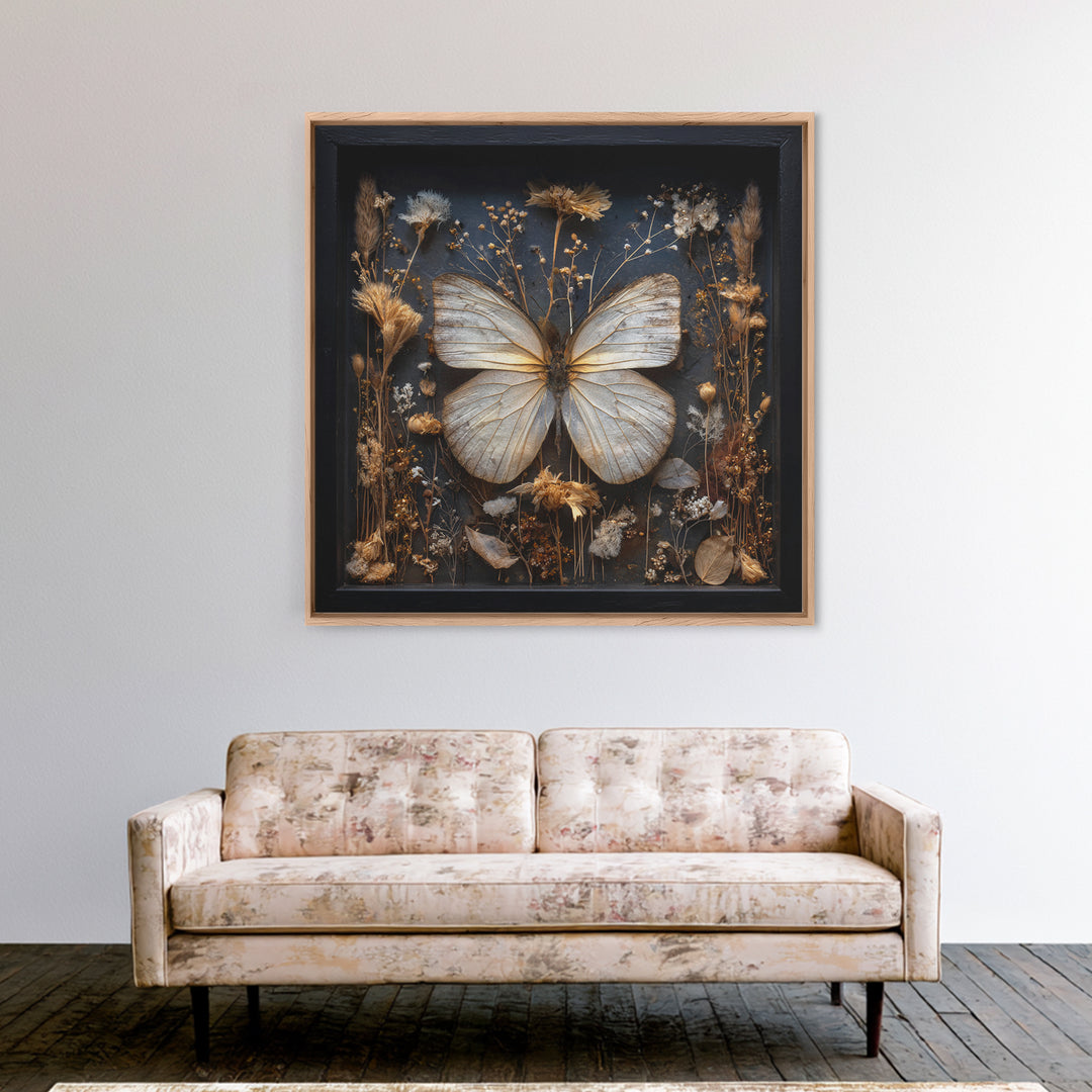 Butterfly Specimen Composition Canvas Print, Animal Art, Printable Wall Art, Living Room Decor, Creature, Boho Wall Art, ANI-1x1-23