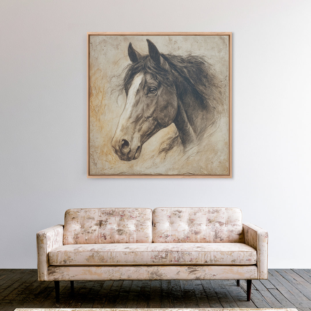Majestic Horse Head Canvas Print, Animal Art, Original Painting, Living Room Decor, Abstract Art, Creature, Boho Wall Art, ANI-1x1-3