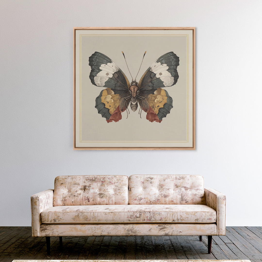 Butterfly Specimen Composition Framed Canvas Print, Animal Art, Original Art, Living Room Decor, Creature, Trendy Wall Art, ANI-1x1-47