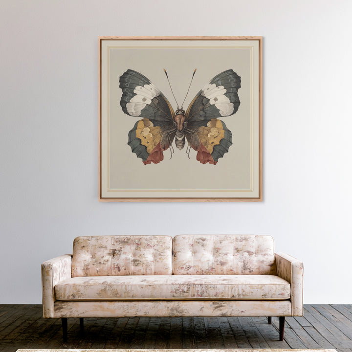 Butterfly Specimen Composition Framed Canvas Print, Animal Art, Original Art, Living Room Decor, Creature, Trendy Wall Art, ANI-1x1-47