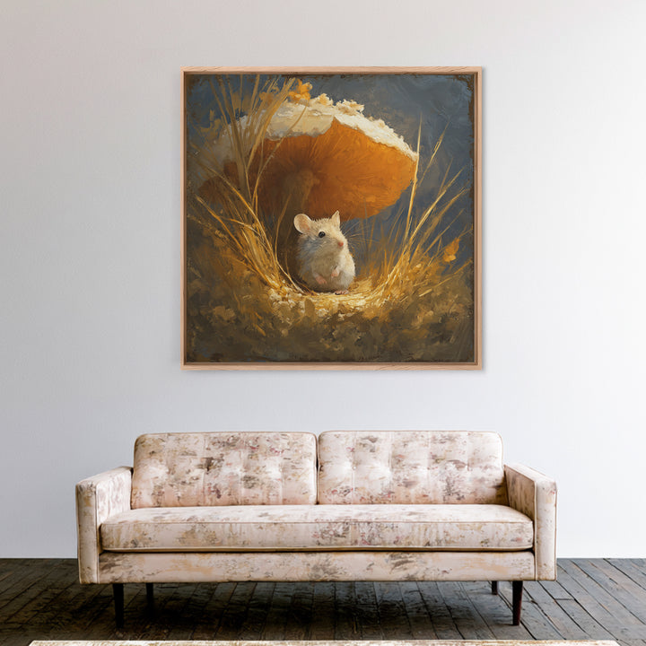 Tiny Field Mouse Framed Canvas Print, Animal Art, Cat Art, Living Room Decor, Watercolor Art, Creature, Art Print, ANI-1x1-58
