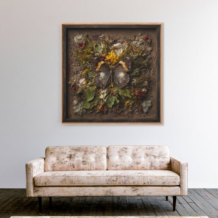 Butterfly Specimen Composition Framed Canvas Print, Animal Art, Cat Art, Living Room Decor, Fine Art, Creature, Art Print, ANI-1x1-71