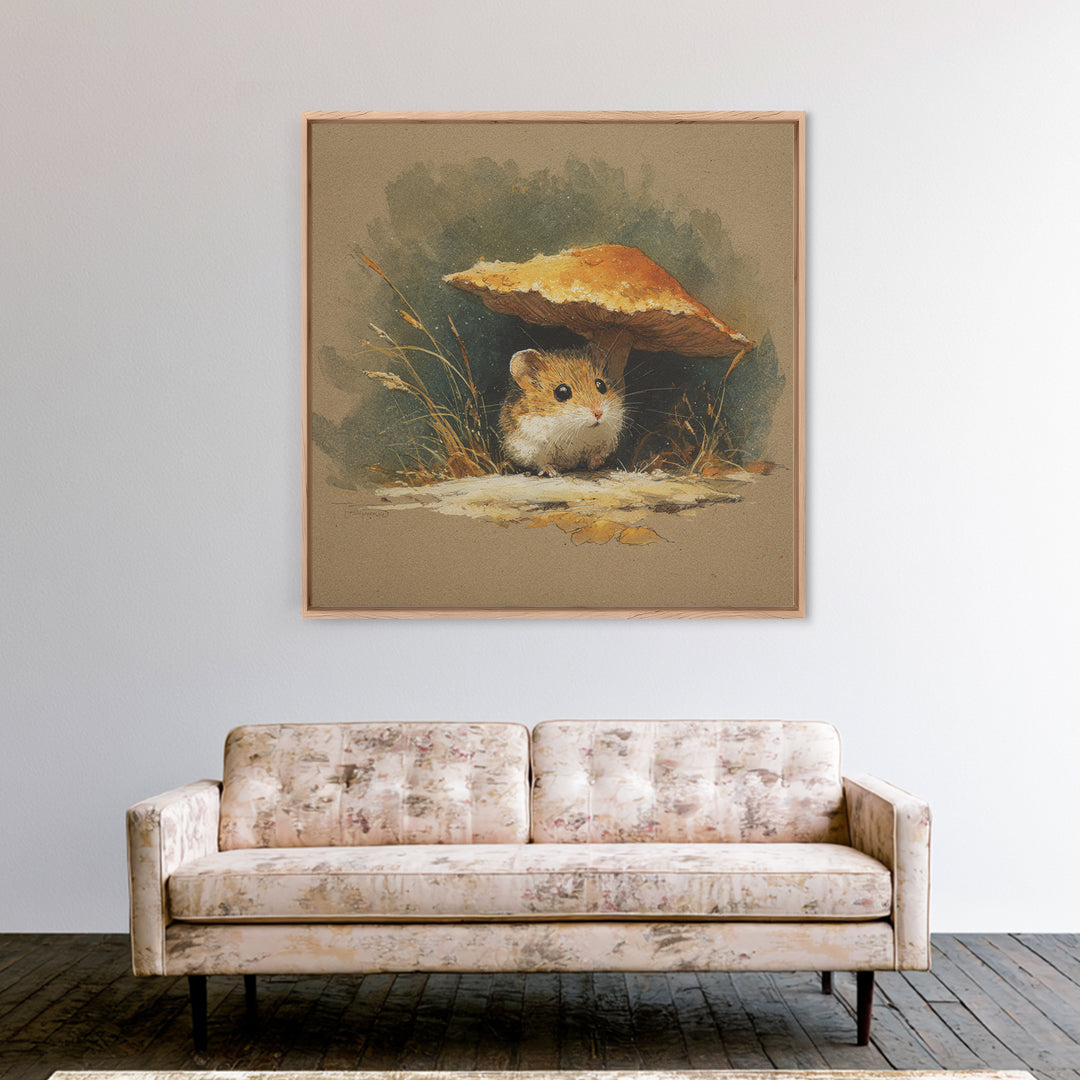 Tiny Field Mouse Canvas Print, Animal Art, Neutral Decor, Living Room Decor, Oil Painting, Creature, Wall Art, Home Decor, ANI-1x1-82