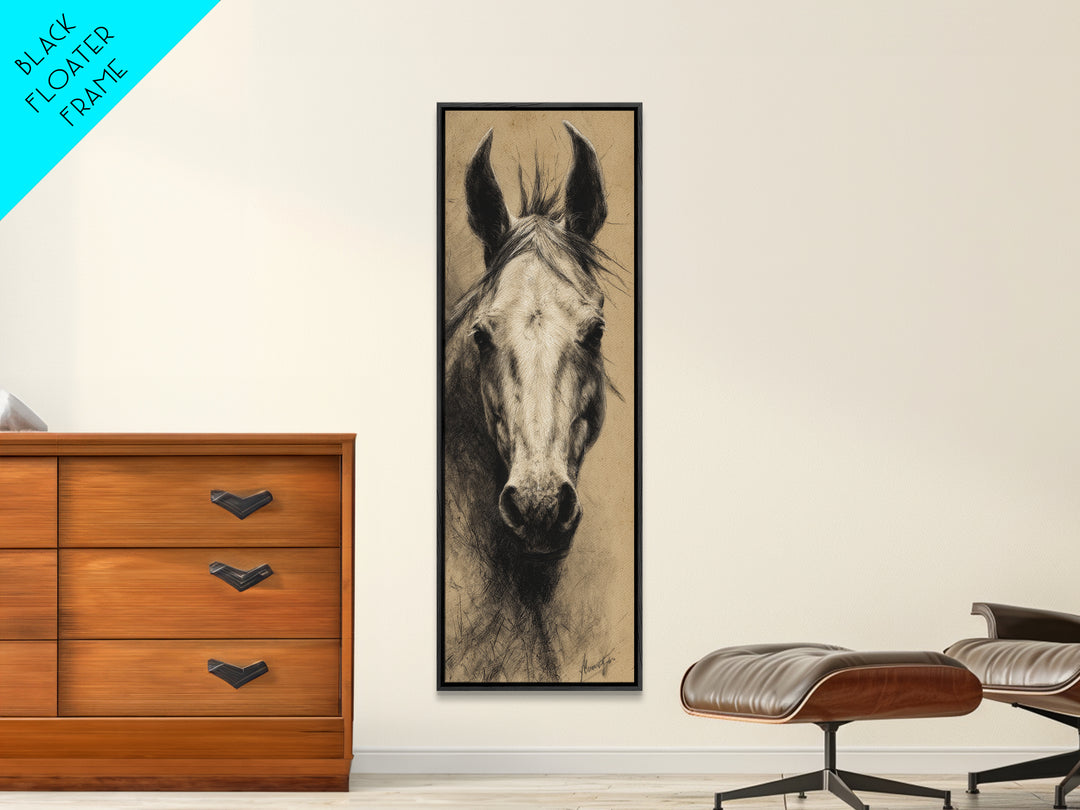 Majestic Horse Head Framed Canvas Print, Animal Art, Home Decor, Living Room Decor, Abstract Art, Creature, Art Deco, ANI-1x3-15