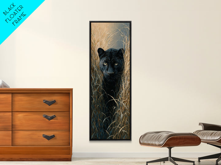 Dramatic Black Panther Emerging from Deep Jungle Canvas Print, Animal Art, Safari Nursery Decor, Living Room Decor, Creature, ANI-1x3-18