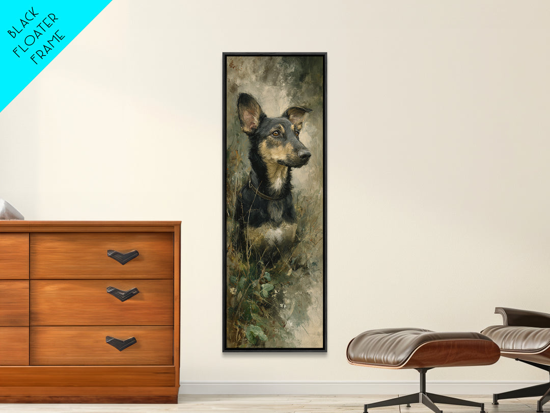 Dog Portrait with Painterly Collar and Loyal Canvas Print, Animal Art, Wall Decor, Living Room Decor, Oil Painting, Creature, ANI-1x3-25