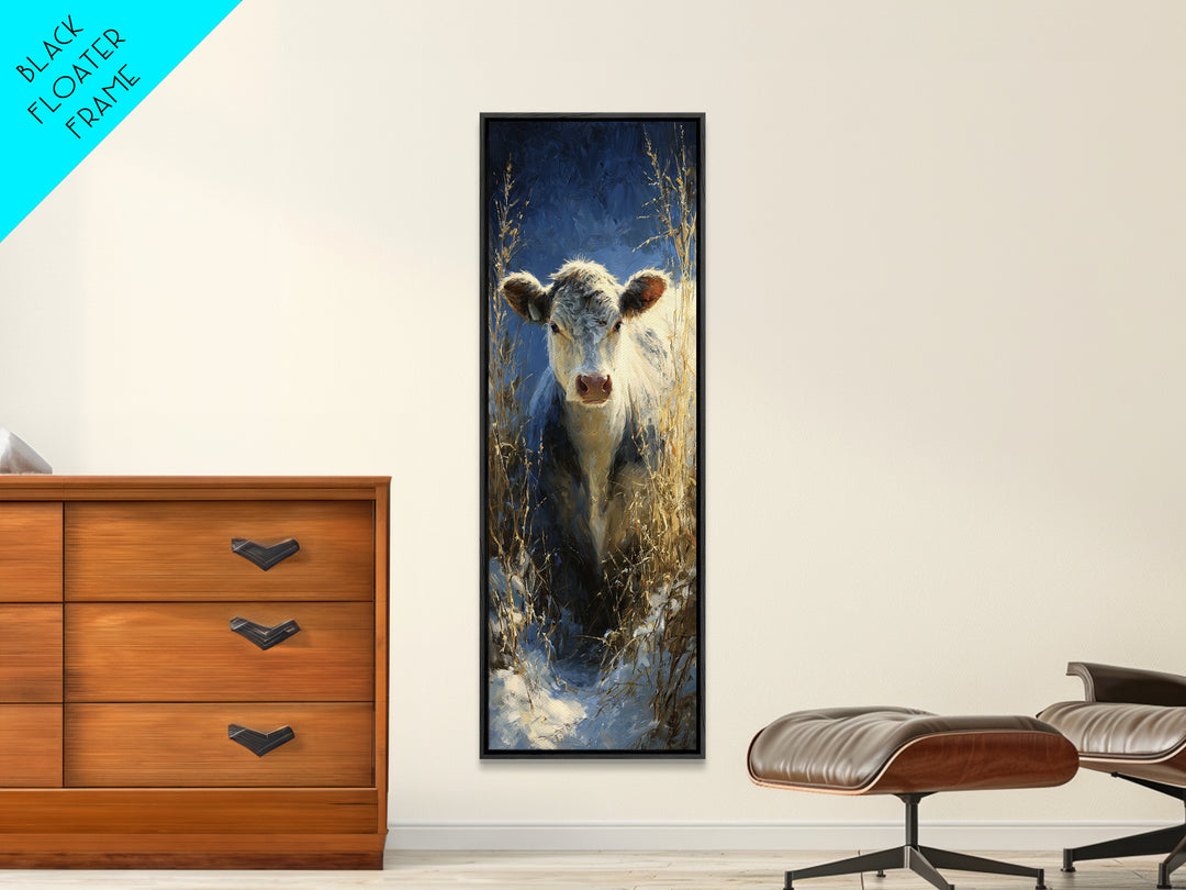 Gentle Cow Portrait Canvas Print, Animal Art, Printable, Living Room Decor, Fine Art, Creature, Nursery, Boho Wall Art, ANI-1x3-43
