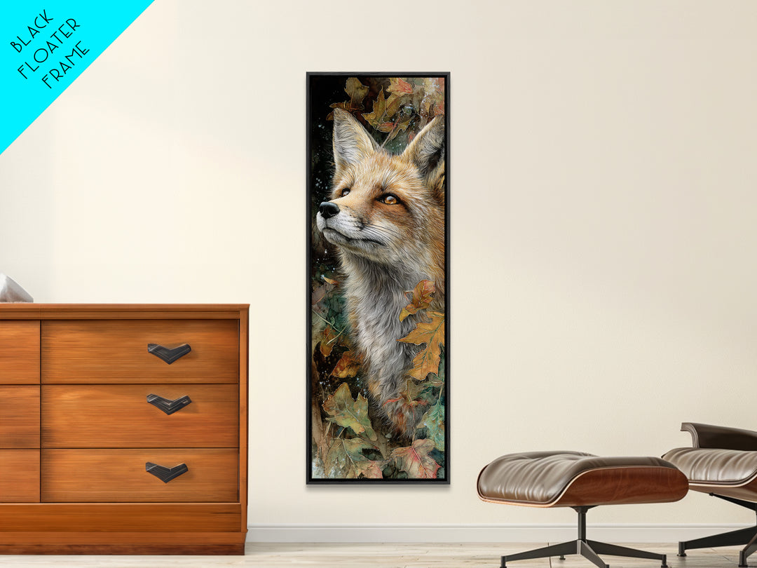 Dignified Fox Portrait Framed Canvas Print, Animal Art, Textured Painting, Living Room Decor, Fine Art, Creature, ANI-1x3-61