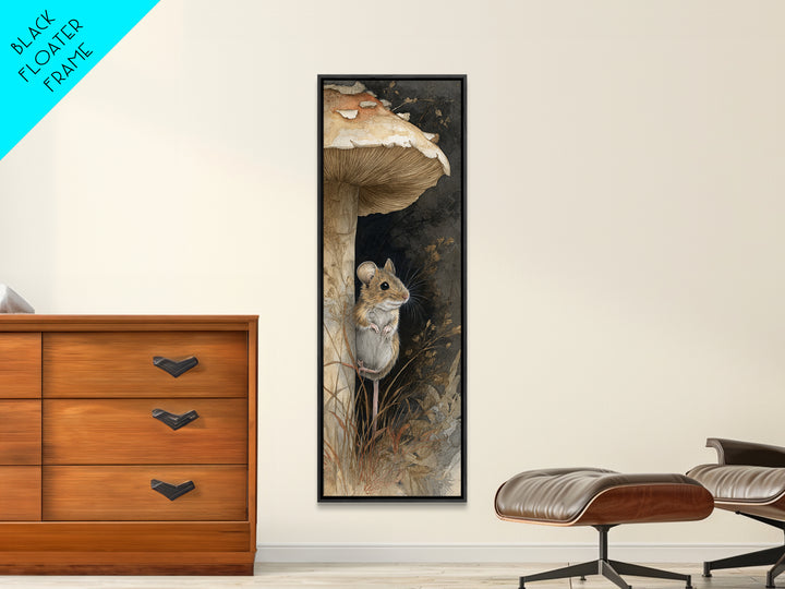 Tiny Field Mouse Framed Canvas Print, Animal Art, Trendy Wall Art, Living Room Decor, Fine Art, Creature, Textured Painting, ANI-1x3-70