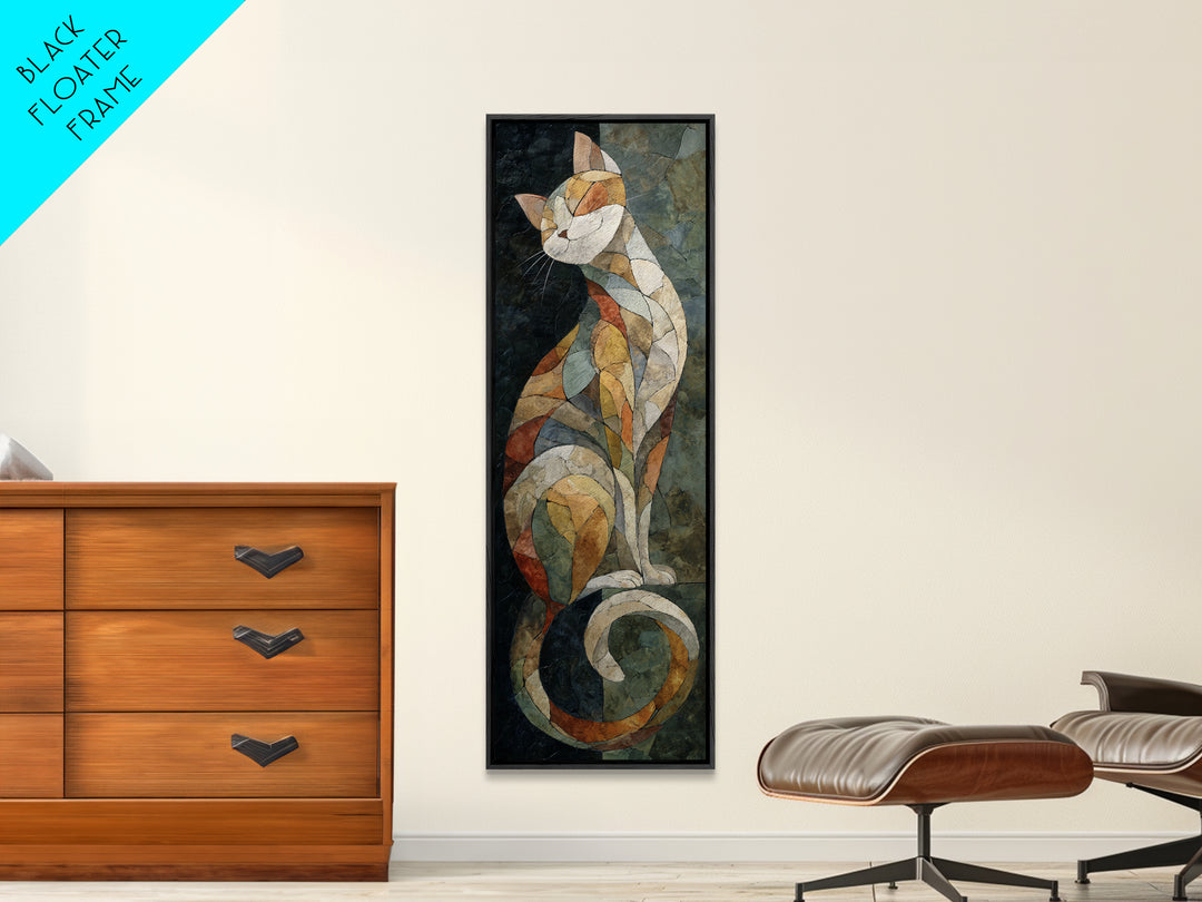Sleeping Cat Curled Canvas Print, Animal Art, Digital Wall Art, Living Room Decor, Fine Art, Creature, Modern Wall Art, ANI-1x3-72