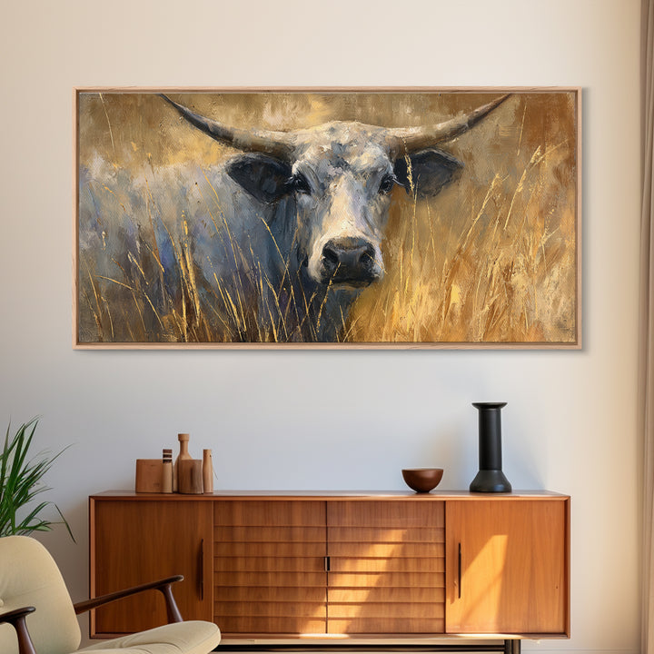 Gentle Cow Portrait Framed Canvas Print, Animal Art, Fine Art Print, Living Room Decor, Fine Art, Creature, Wall Decor, ANI-2x1-27