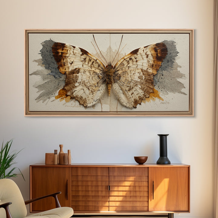 Butterfly Specimen Composition Framed Canvas Print, Animal Art, Digital Prints, Living Room Decor, Fine Art, Creature, ANI-2x1-43
