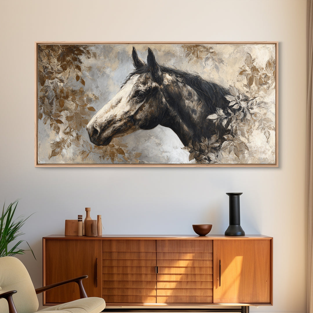 Majestic Horse Head Canvas Print, Animal Art, Digital Wall Art, Living Room Decor, Oil Painting, Creature, Modern Wall Art, ANI-2x1-47