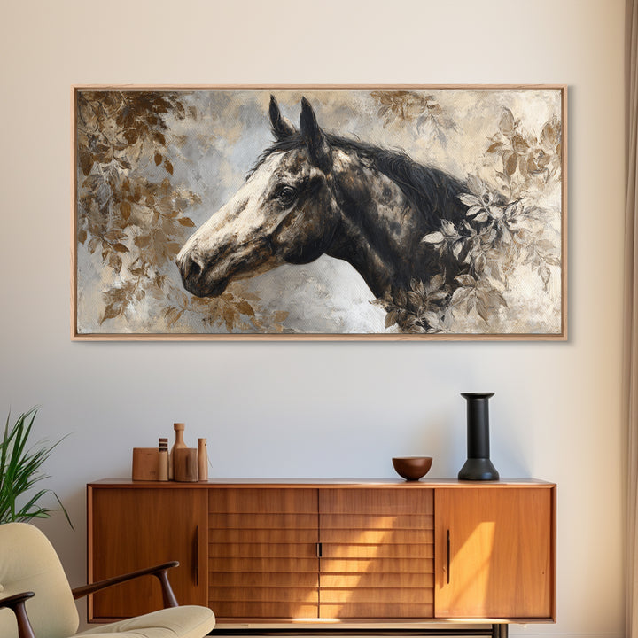Majestic Horse Head Canvas Print, Animal Art, Digital Wall Art, Living Room Decor, Oil Painting, Creature, Modern Wall Art, ANI-2x1-47