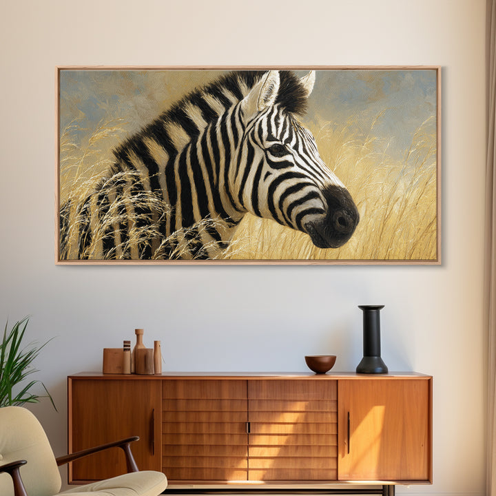 Zebra Portrait with Bold Graphic Stripe Pattern Canvas Print, Animal Art, Decor, Living Room Decor, Fine Art, Creature, ANI-2x1-61