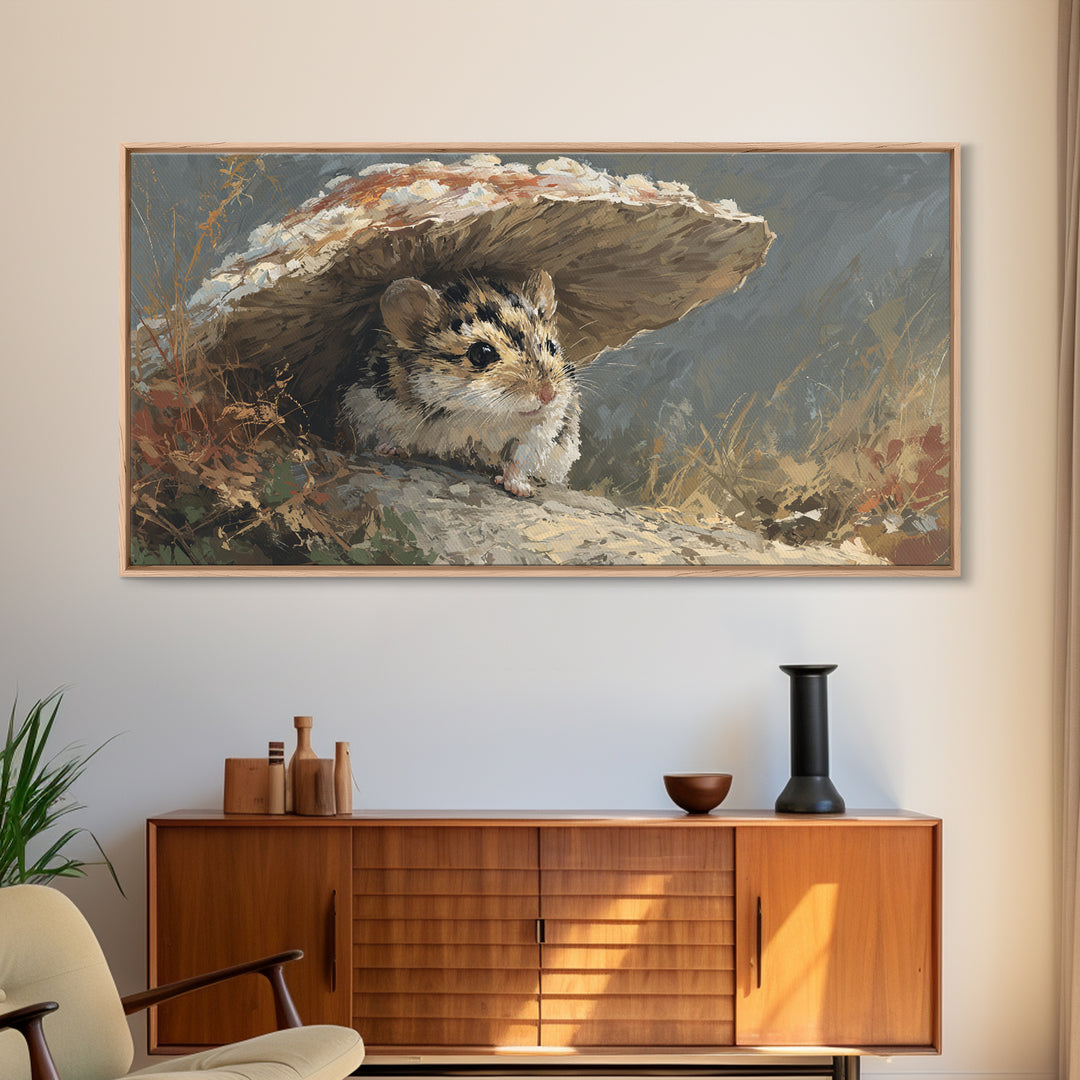 Tiny Field Mouse Canvas Print, Animal Art, Contemporary Art, Living Room Decor, Fine Art, Creature, Digital Wall Art, ANI-2x1-78