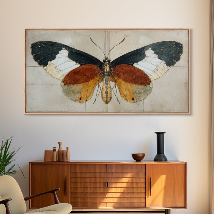 Butterfly Specimen Composition Framed Canvas Print, Animal Art, Digital Art, Living Room Decor, Creature, Farmhouse Decor, ANI-2x1-91