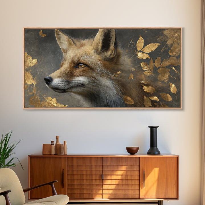 Dignified Fox Portrait Canvas Print, Animal Art, Digital Wall Art, Living Room Decor, Fine Art, Creature, Modern Wall Art, ANI-2x1-93
