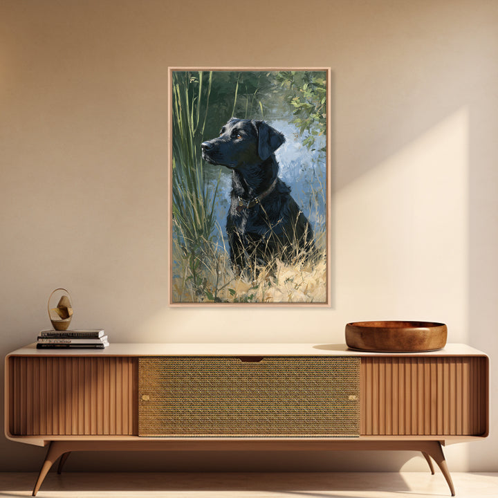 Dog Portrait with Painterly Collar and Loyal Framed Canvas Print, Animal Art, Contemporary Art, Living Room Decor, Creature, ANI-2x3-21