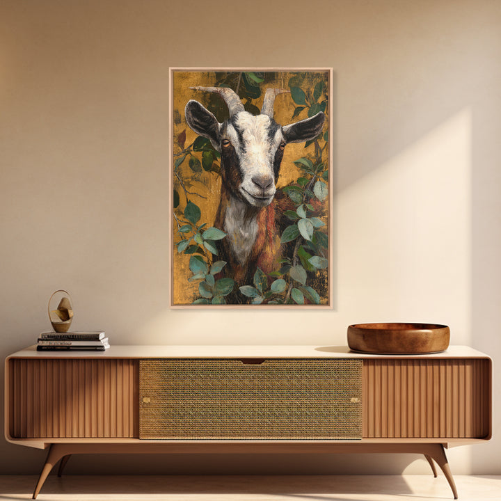 Goat Portrait with Rustic Folk Art Personality Canvas Print, Animal Art, Home Decor, Living Room Decor, Fine Art, Creature, ANI-2x3-29