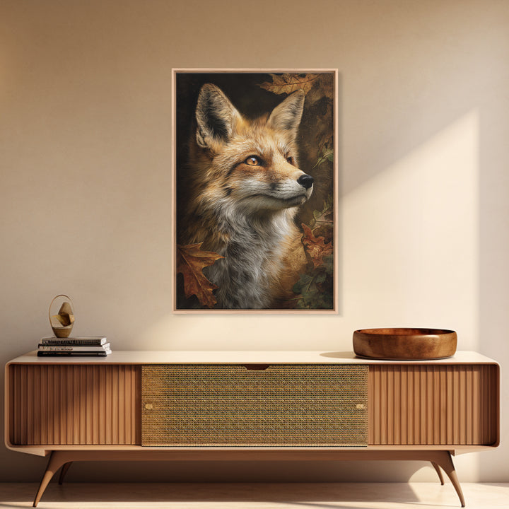 Dignified Fox Portrait Framed Canvas Print, Animal Art, Printable, Living Room Decor, Creature, Nursery, Boho Wall Art, ANI-2x3-33