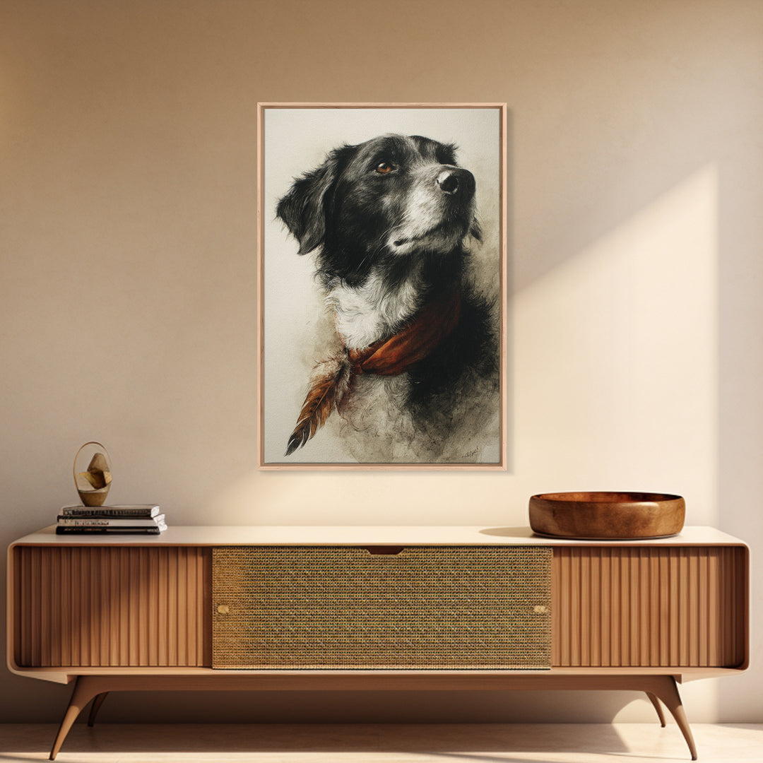 Dog Portrait with Painterly Collar and Loyal Canvas Print, Animal Art, Digital Prints, Living Room Decor, Fine Art, Creature, ANI-2x3-45
