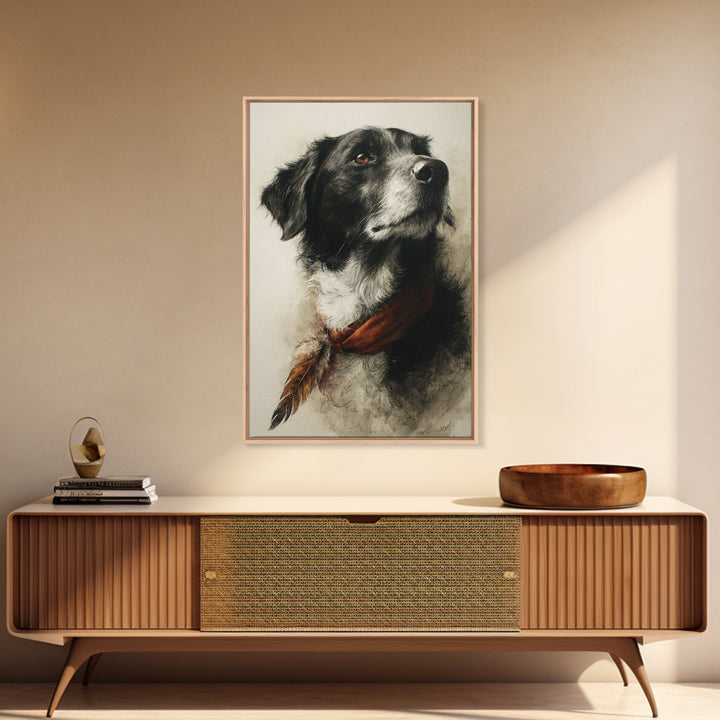 Dog Portrait with Painterly Collar and Loyal Canvas Print, Animal Art, Digital Prints, Living Room Decor, Fine Art, Creature, ANI-2x3-45