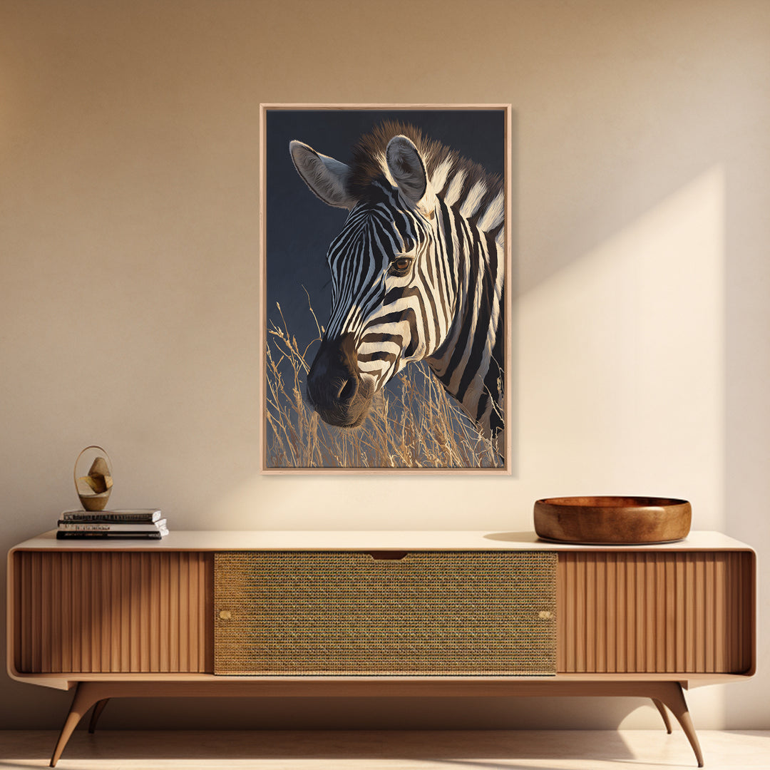 Zebra Portrait with Bold Graphic Stripe Pattern Canvas Print, Animal Art, Print, Living Room Decor, Fine Art, Creature, ANI-2x3-49