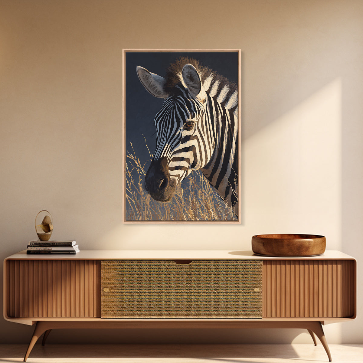 Zebra Portrait with Bold Graphic Stripe Pattern Canvas Print, Animal Art, Print, Living Room Decor, Fine Art, Creature, ANI-2x3-49