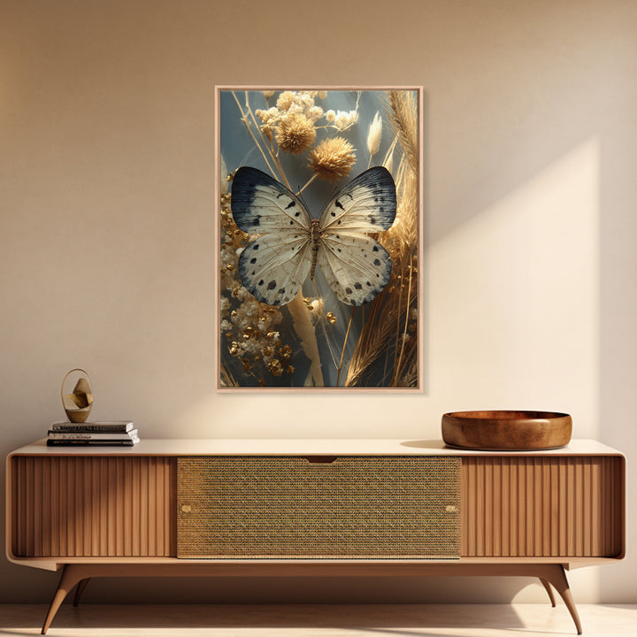 Butterfly Specimen Composition Framed Canvas Print, Animal Art, Textured Painting, Living Room Decor, Fine Art, Creature, ANI-2x3-55