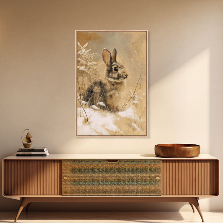 Curious Rabbit in a Soft Watercolor Meadow Canvas Print, Animal Art, Printable Wall Art, Living Room Decor, Fine Art, Creature, ANI-2x3-61