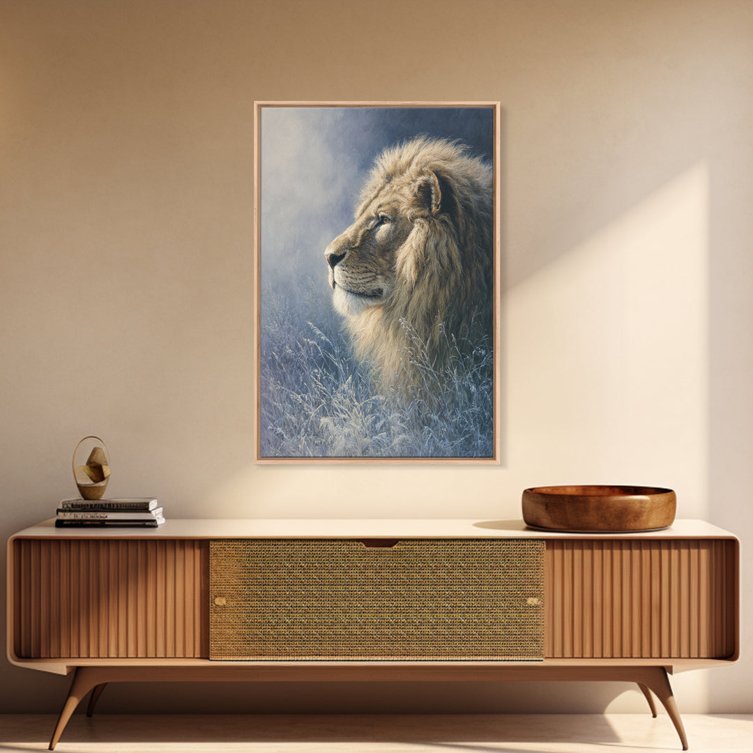 Regal Lion Profile Canvas Print, Animal Art, Original Painting, Living Room Decor, Fine Art, Creature, Boho Wall Art, ANI-2x3-65