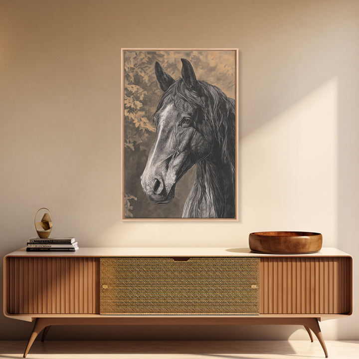Majestic Horse Head Framed Canvas Print, Animal Art, Original Art, Living Room Decor, Abstract Art, Creature, ANI-2x3-83