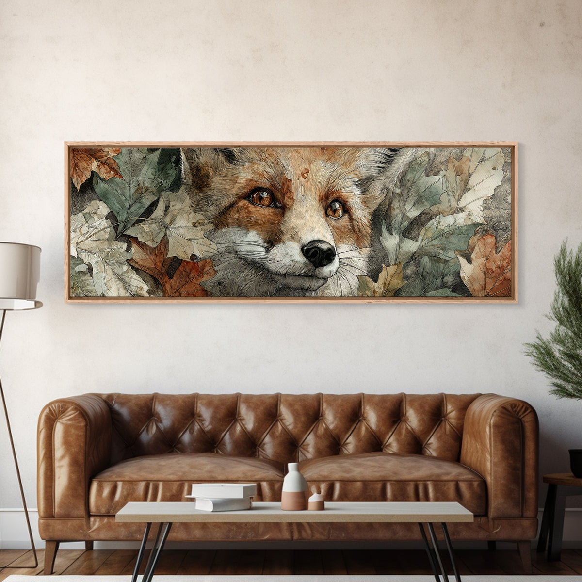 Dignified Fox Portrait Framed Canvas Print, Animal Art, Printable Art, Living Room Decor, Oil Painting, Creature, ANI-3x1-17