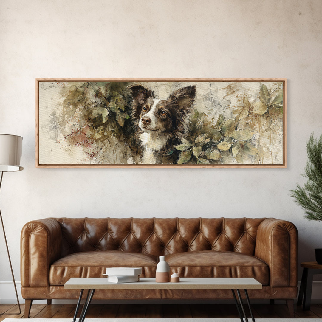 Dog Portrait with Painterly Collar and Loyal Canvas Print, Animal Art, Original Art, Living Room Decor, Fine Art, Creature, ANI-3x1-29