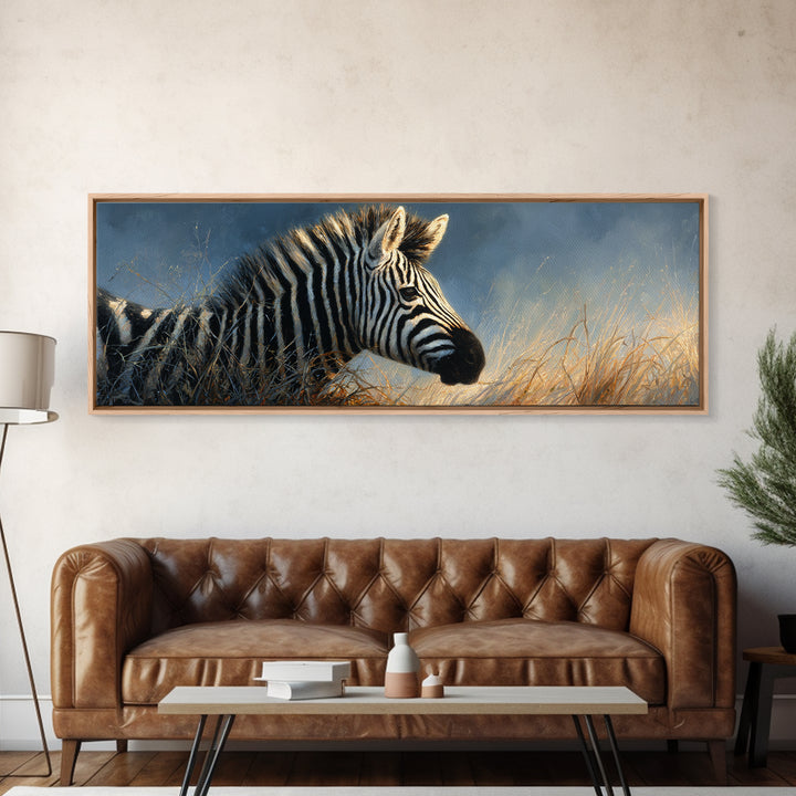 Zebra Portrait with Bold Graphic Stripe Pattern Canvas Print, Animal Art, Nursery Wall Art, Living Room Decor, Creature, ANI-3x1-33